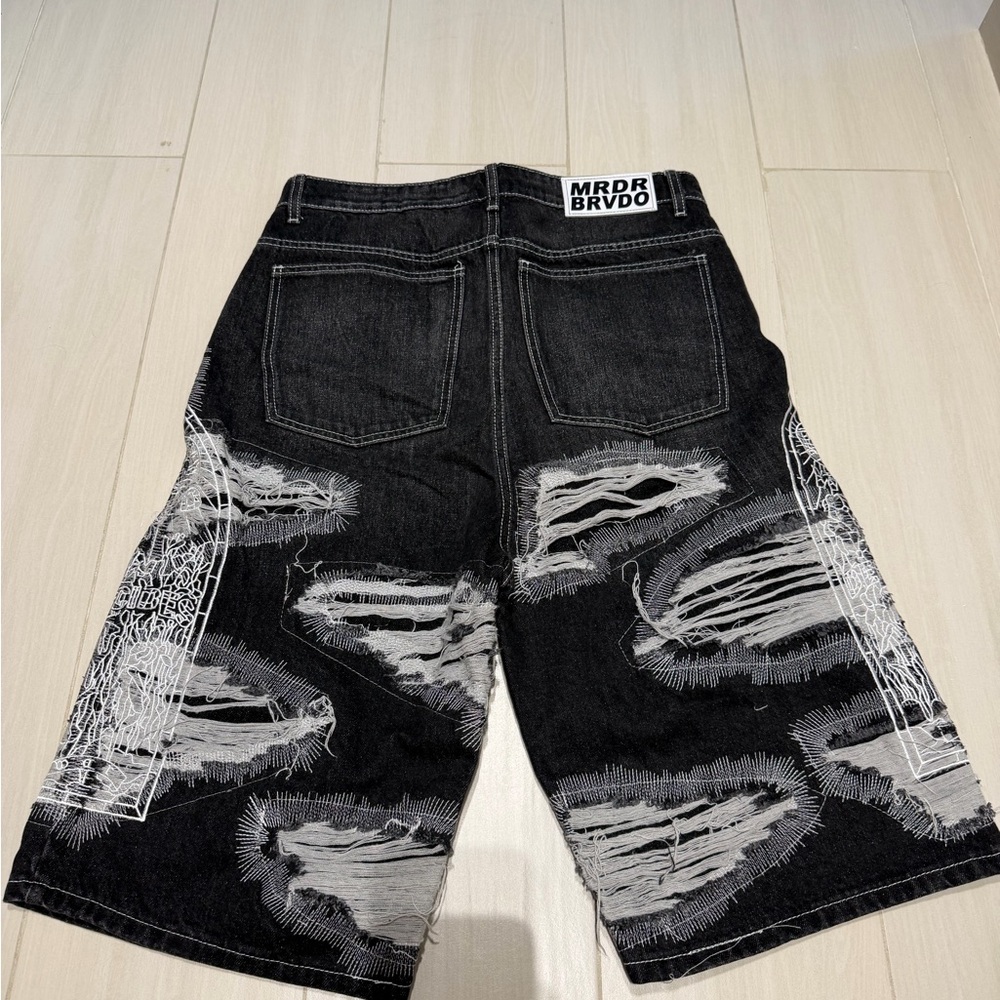 Black Distressed Men Shorts